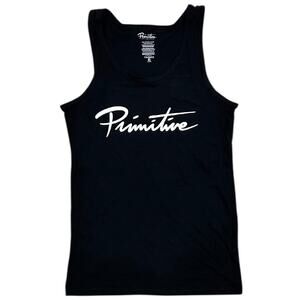 Primitive Skate Men's Tank Top Nuevo Script Logo Sleeveless Tee T-Shirt in Black